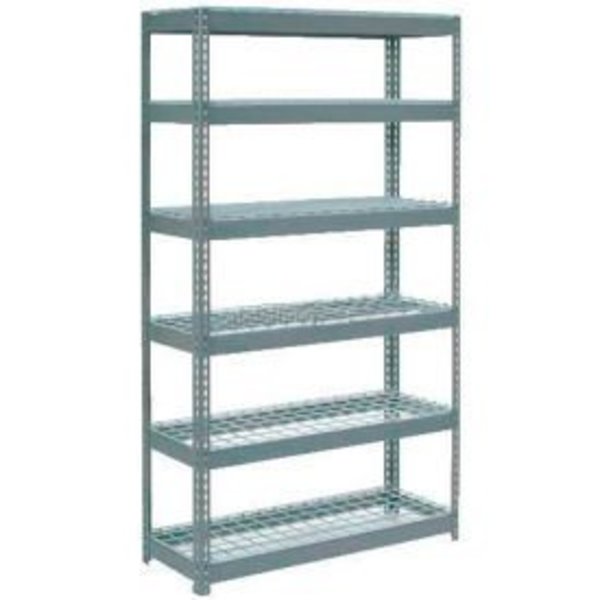 Global Equipment Extra Heavy Duty Shelving 48"W x 24"D x 72"H With 6 Shelves, Wire Deck, Gry 717251